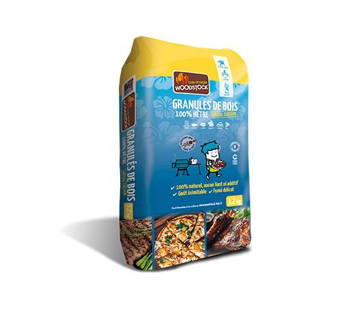 Granulés de bois 100% hêtre pour vos cuissons alimentaires Woodstock - Sac de 12 kg